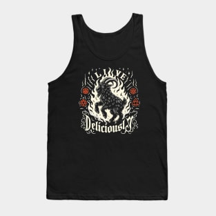 Occult Goat - Live Deliciously - Vintage Witch Woodcut Tank Top